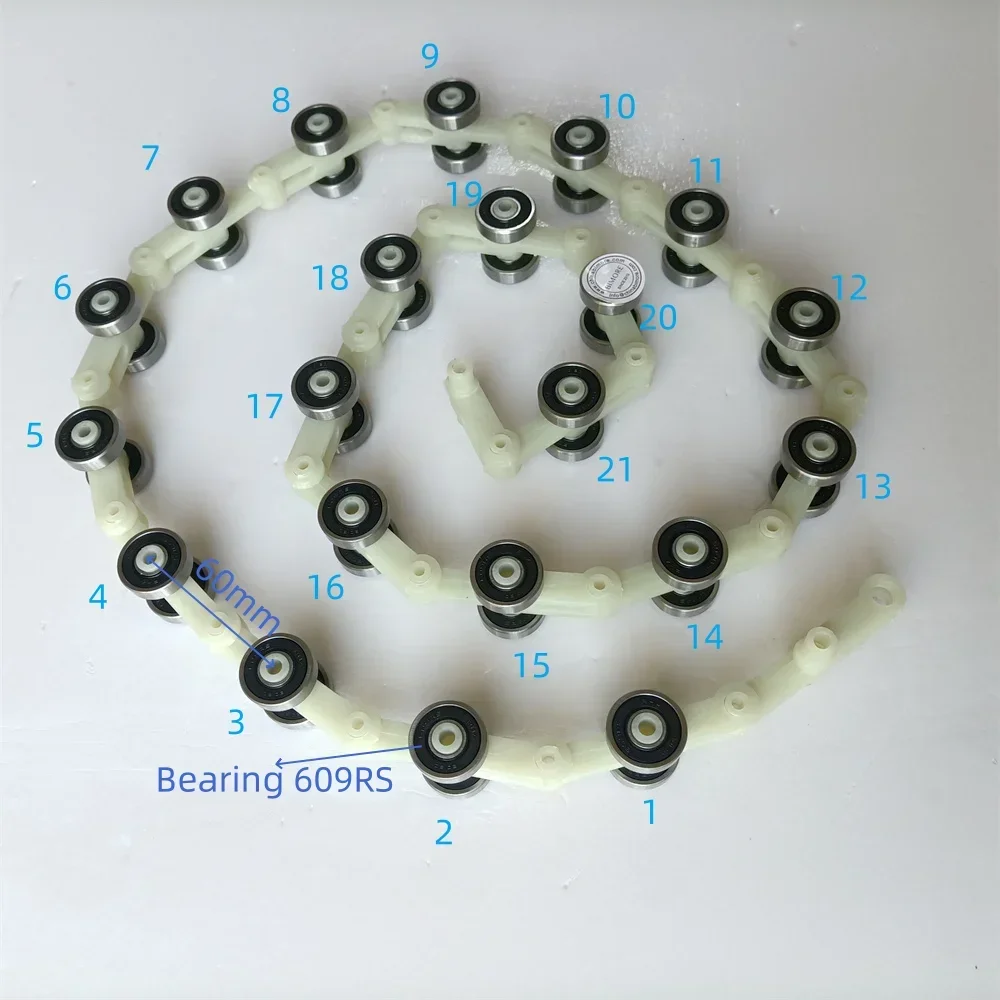 Escalator Parts Escalator Handrail Reverse Guide Chain 21 Bearing 609RS Pulley Assembly Escalator Newel Chain Double Fork