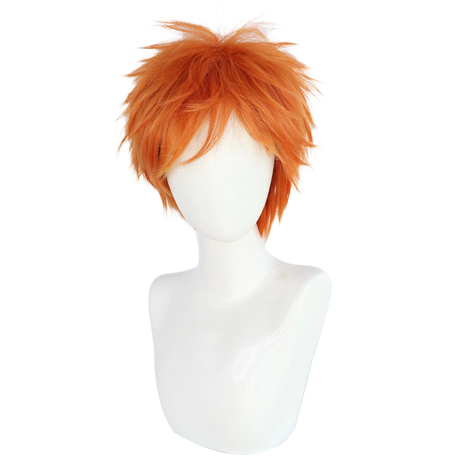 Synthetic Short Straight Orange Men Cosplay Wig with Bangs for Halloween Thanksgiving Day Christmas