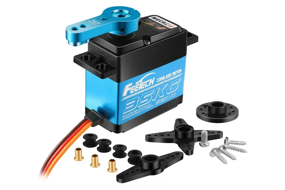 มอเตอร์ไร้แกน Feetech Fi7635M 35 กก. เซอร์โวมอเตอร์ดิจิตอล 180 องศา พร้อมเกียร์โลหะอะลูมิเนียม สำหรับ Arduino รถสมาร์ท DIY หุ่นยนต์ เครื่องบิน ของเล่น
