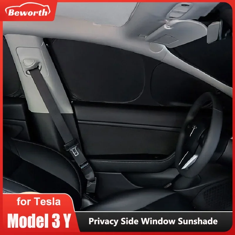 Car Side Window Sunshade for Tesla Model Y Model 3 Highland 2024 Front Rear Windshield Privacy Curtain Window Screen Sun Shading