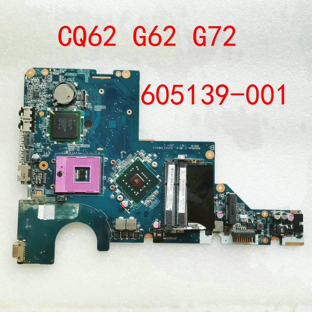 Carte mère d'ordinateur portable pour ordinateur portable HP, DDR3, GL40 d'occasion, 605139-001, CQ62, G72, CQ62, G62, DA0AX3MB6C2