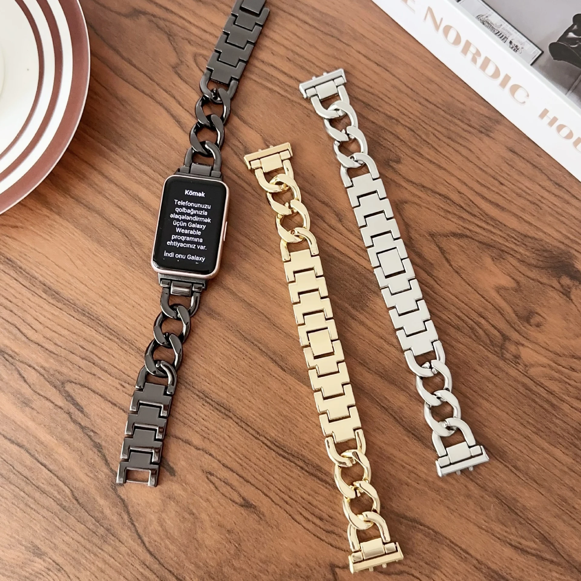 

Кубинский ремешок для Samsung Galaxy Fit 3, металлический ремешок из нержавеющей стали, мужской и женский браслет для Samsung Watch Fit3, звено цепи Correa