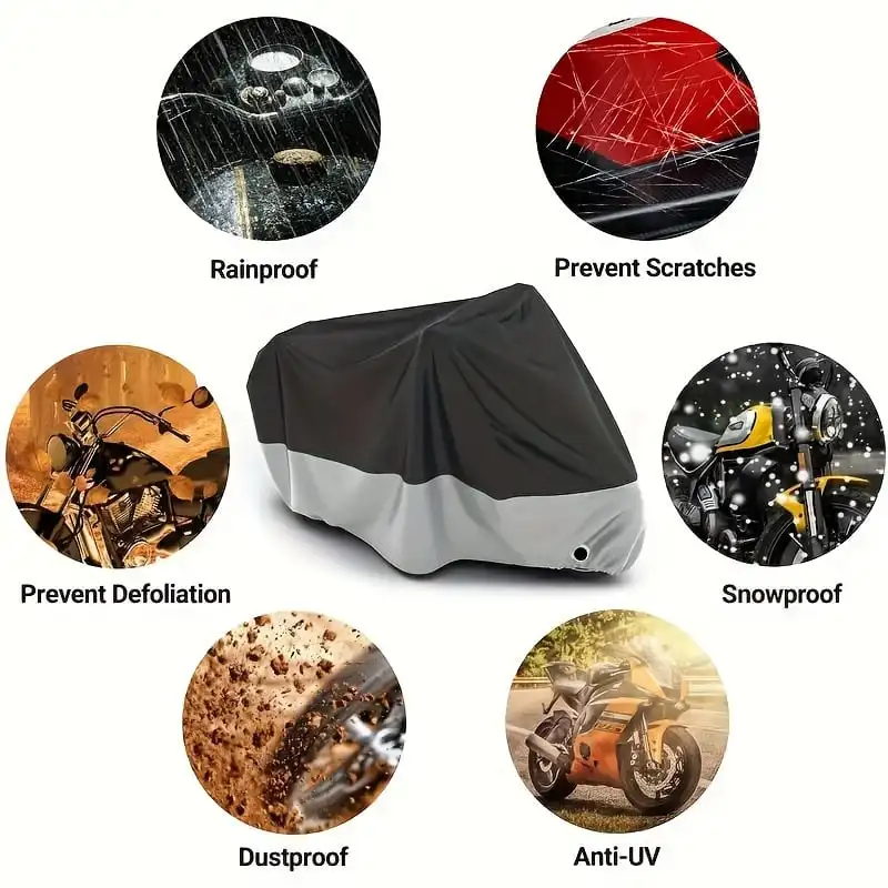 Motorcycle Cover Waterproof UV‑Resistant All‑Weather Motorbike Protector Windproof Dust‑Proof Outdoor Bike Cover Outside Storage