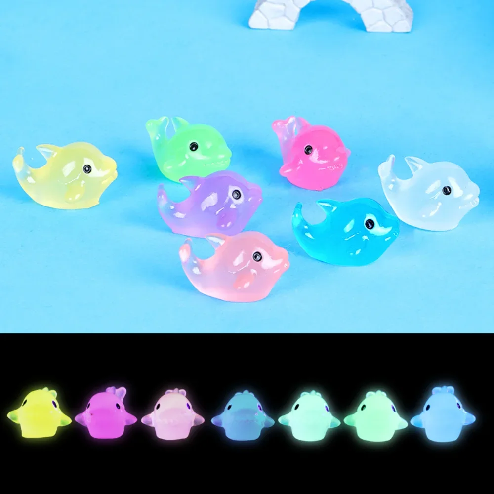 

10PCS Mini Luminous Micro Landscape Dolphin Child Animal Table Decoration Miniature Ornament Figures toys
