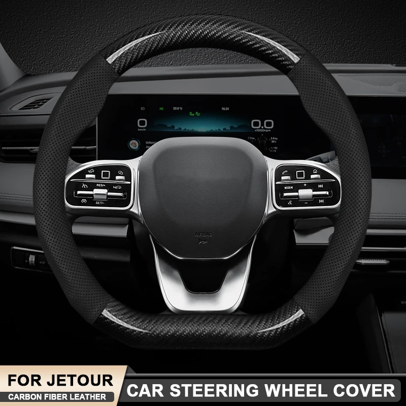 

Carbon Fiber Leather Car Steering Wheel Cover For Chery Jetour Traveller X70 X70S X70M X90 X95 DaSheng Freedom ShanHai T1 T2 T3