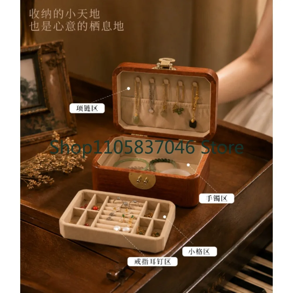 Wooden jewelry box made of high-quality and exquisite Chinese rosewood jewelry, practical for storage