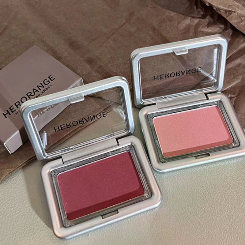 HERORANGE Monochrome Matte Blusher Palette Soft Silky Cheek Natural Facial Rouge Plate Nude Low Saturation Powder Blusher Disk