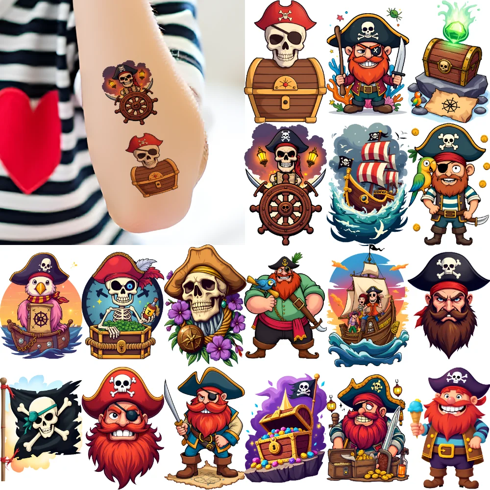 54pcs Temporary Tattoo Map Stickers Temporary Tattoo Stickers Treasure Stickers Cartoon For Cheeks Men Boys
