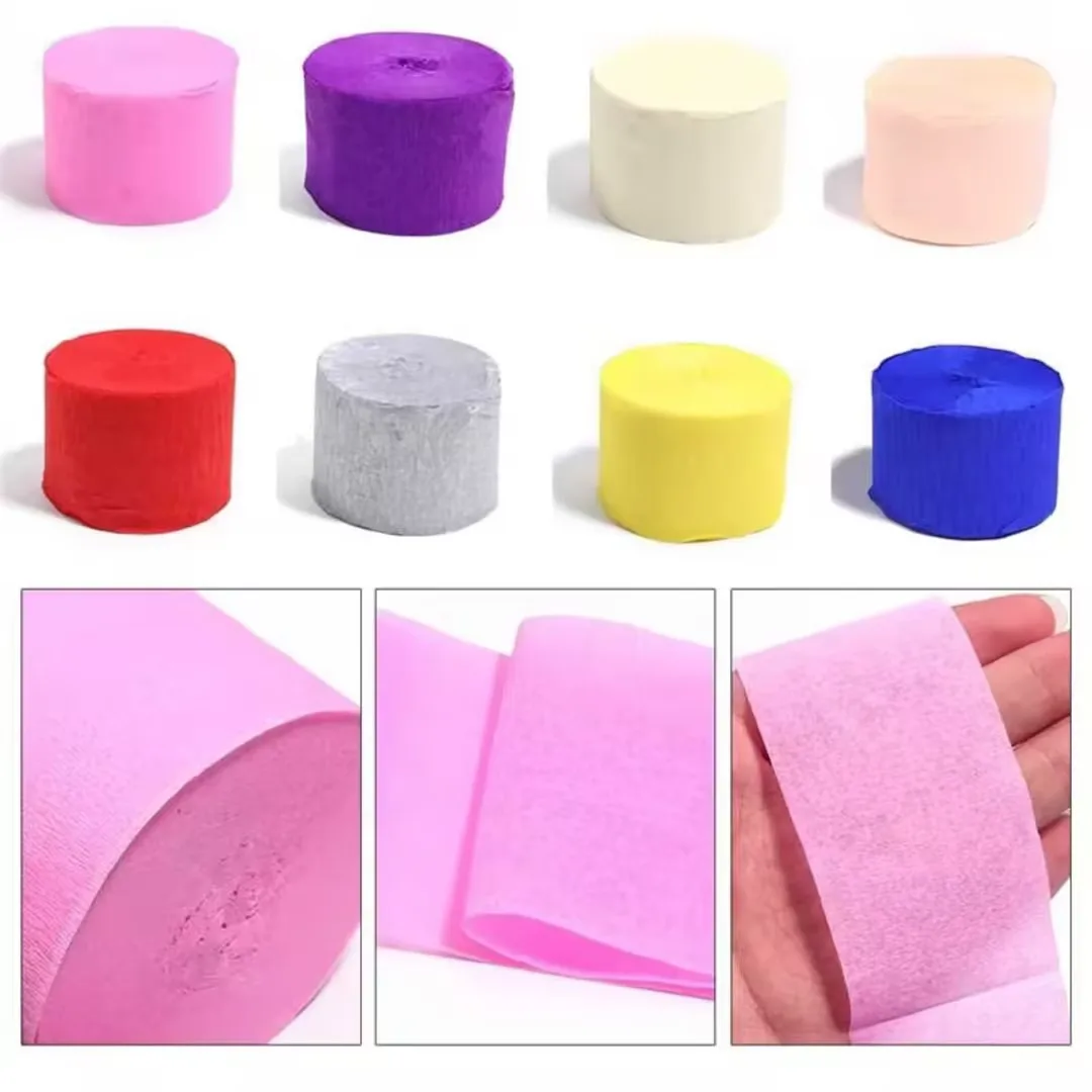 25M/Roll 4.5cm Crepe Paper Streamers For Wedding Birthday Party Backdrop Decoration Colorful Paper Crepe Garland Ribbon Decor