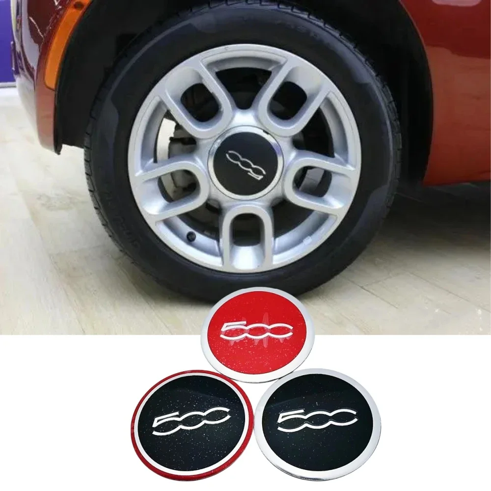 4pcs 56mm 60mm 500 Emblem Logo Car Stickers Car Wheel Hub Center Cap Cover Badge Styling Accessories For Fiat 500 500e 500X 500c