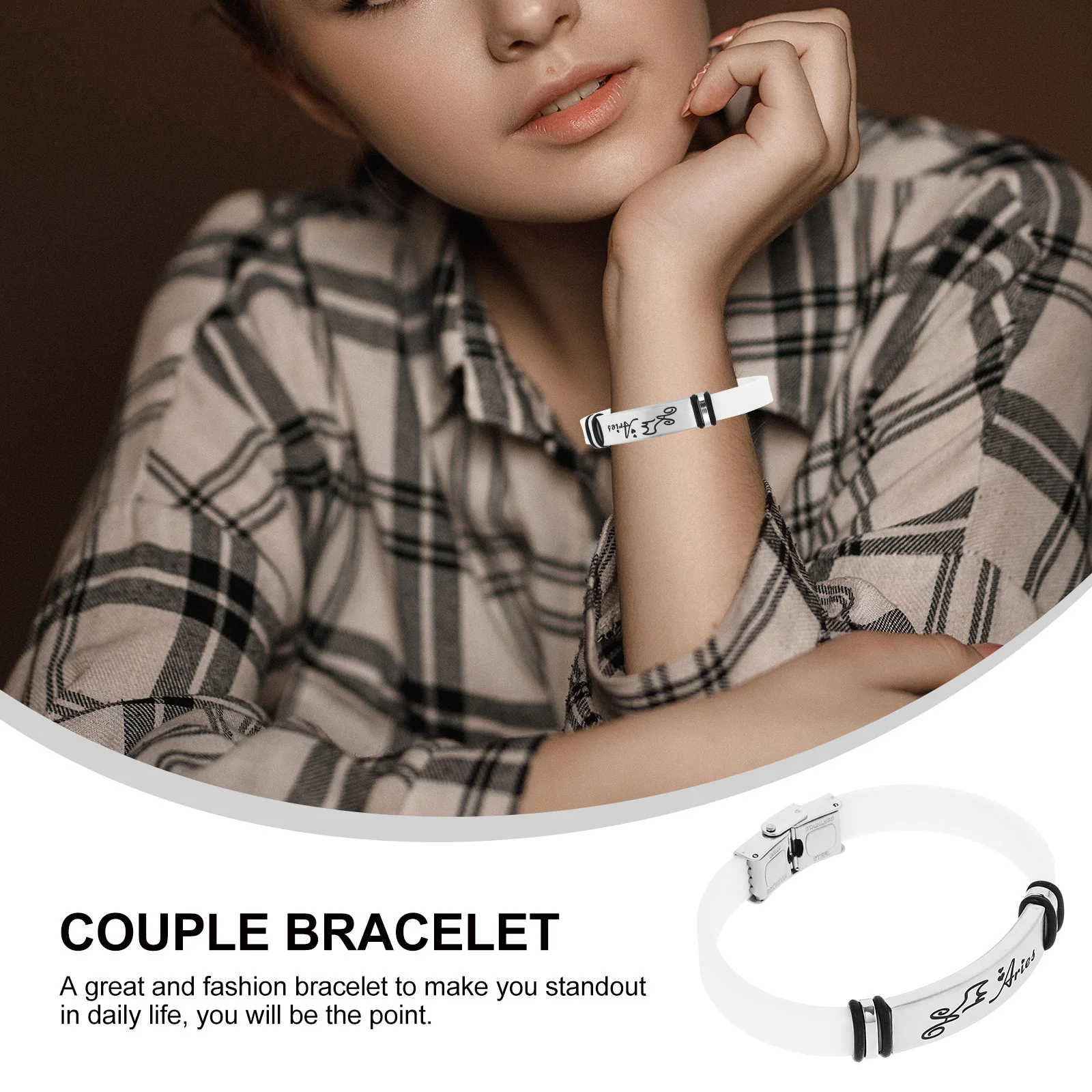 

Двенадцать браслетов из нержавеющей стали, браслет Овен, персонализированный регулируемый браслет для пары, модный браслет, очаровательный подарок