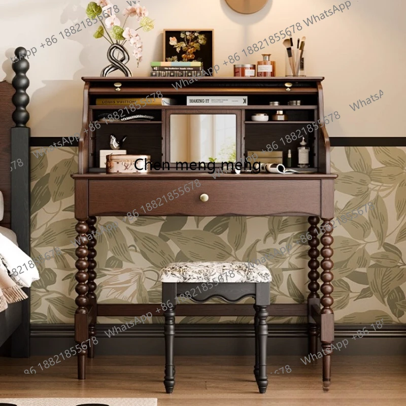 

French-style Dressing Table American-style Solid Wood Chair Bedroom Makeup Table Storage Cabinet Modern Vintage Furniture