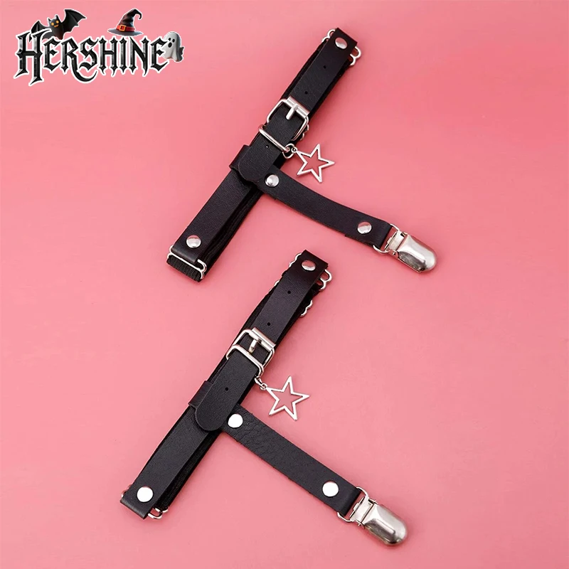 Комбинированный набор HERSHINE из 2 предметов с леггинсами с пятиконечной звездой и подвязками Y2K, готические панк-аксессуары для Хэллоуина, модный предмет