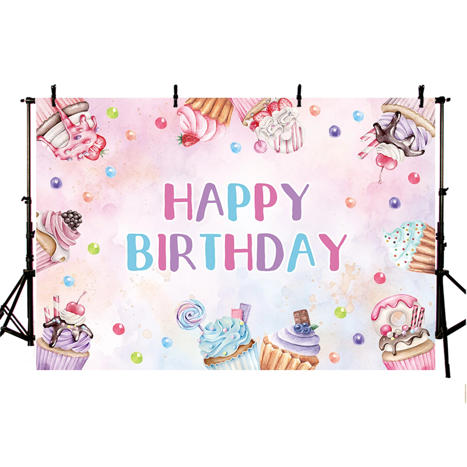 Ice Cream Happy Birthday Party Backdrop Pink Fruit Dessert Girl Sweet Cake Smash Photography Background Baby Party Decoration