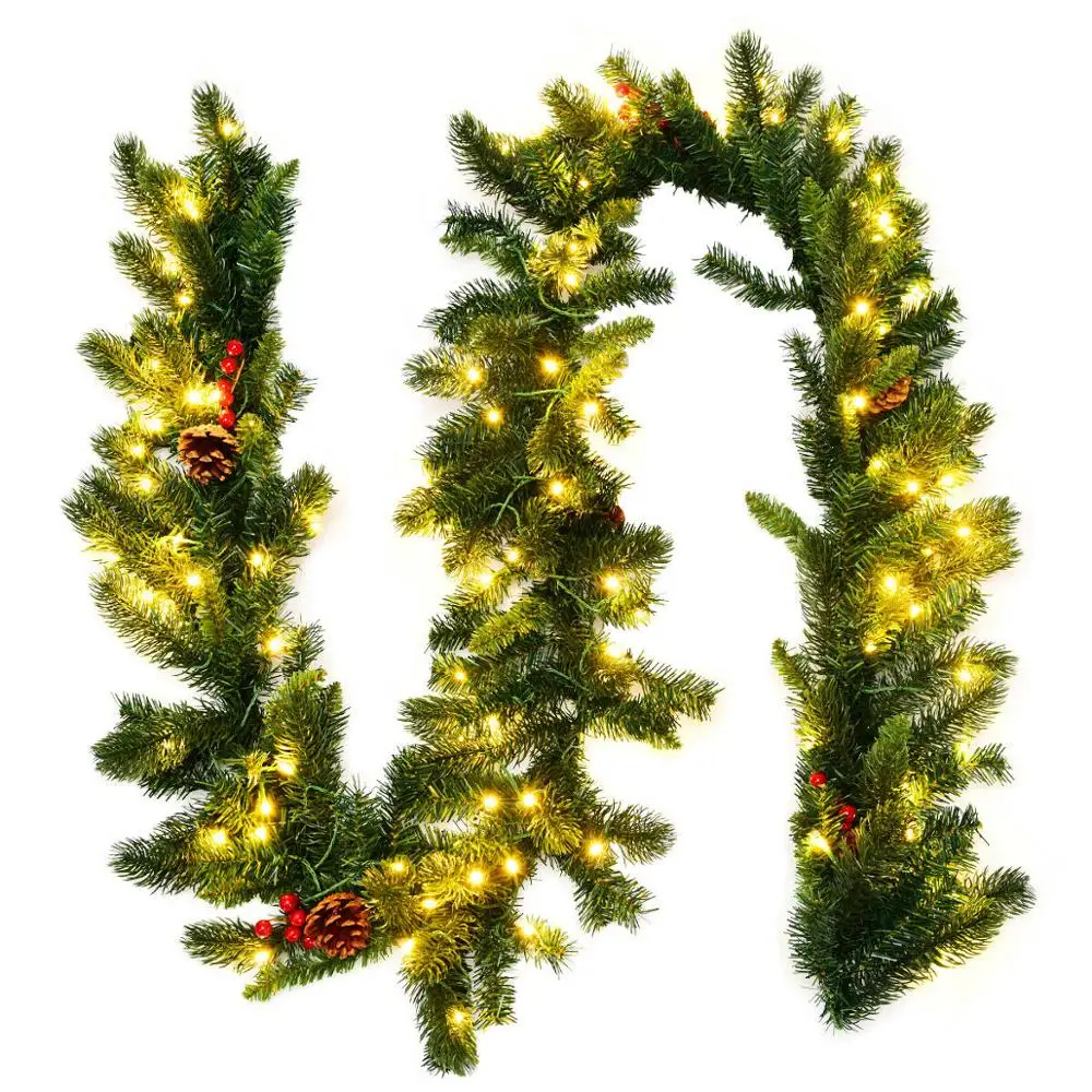 Costway 6ft Pre-lit Hinged Christmas Tree w/ 777 Glitter Tips & Pine Cones