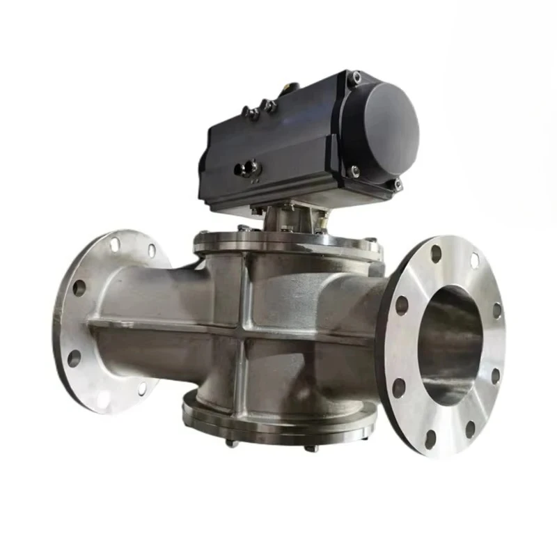 Pneumatic Three-Way Reversing Plate Type Directional Diverter Valve 30° 45° Y Type for Powder Conveyance Ball Valves