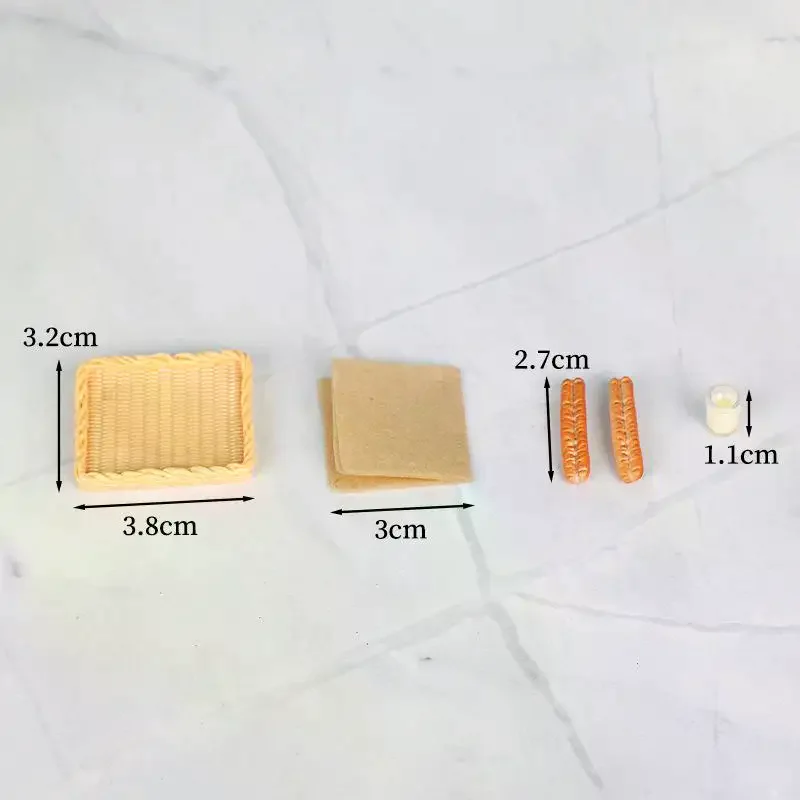 Accesorios de cocina para casa de muñecas, adornos en miniatura para casa de muñecas, juego de palos de leche de soja y masa frita, modelo de juguete para juego de imitación, 5 uds.