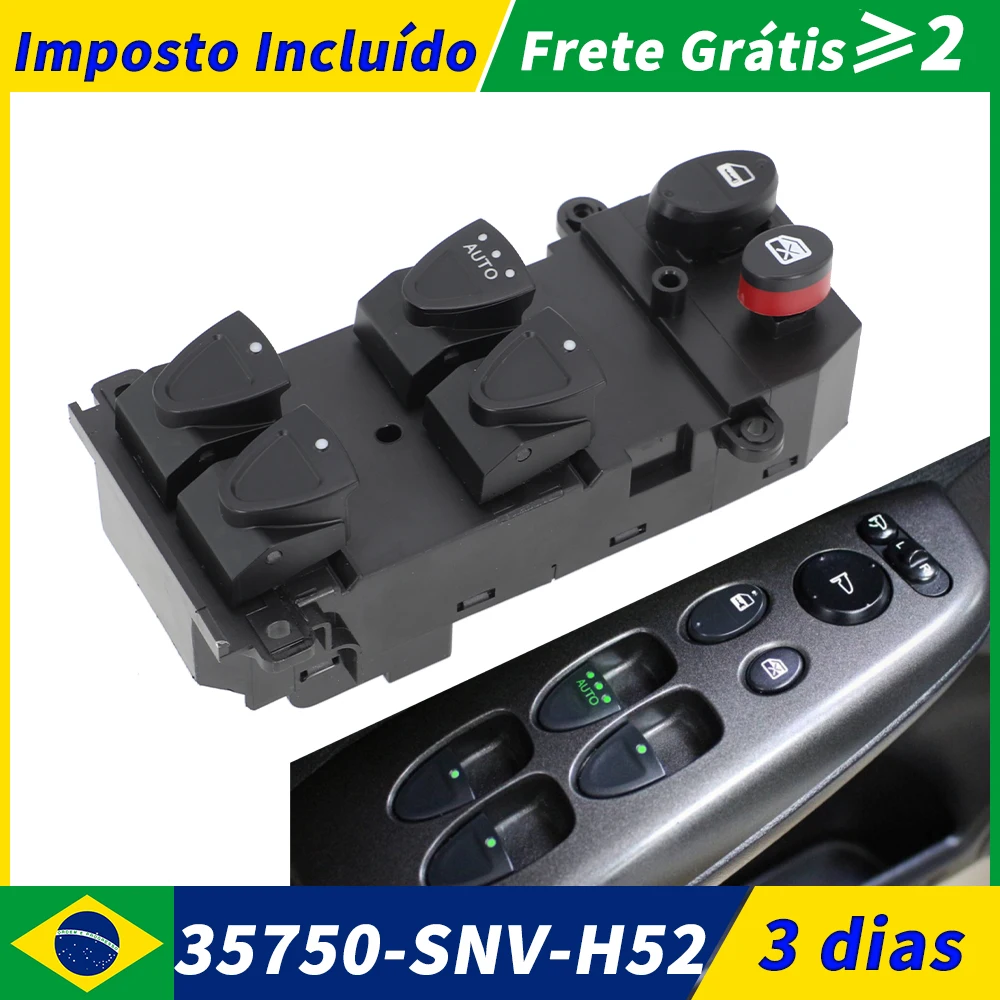 Sorgo botão interruptor de janela elétrica mestre dianteiro esquerdo 35750-snv-h52 para honda civic 2006 2007 2008 2009 2010 2011 35750-sna-a11