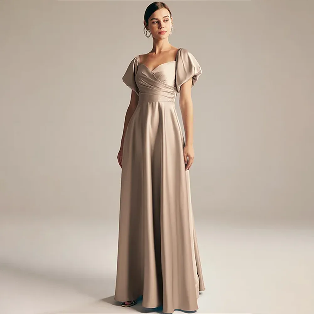 

Evening Dresses Cocktail Dresses Sweetheart Neck Draped Short Sleeve Pleated Prom Dresses Women's Elegant Formal Party Gowns