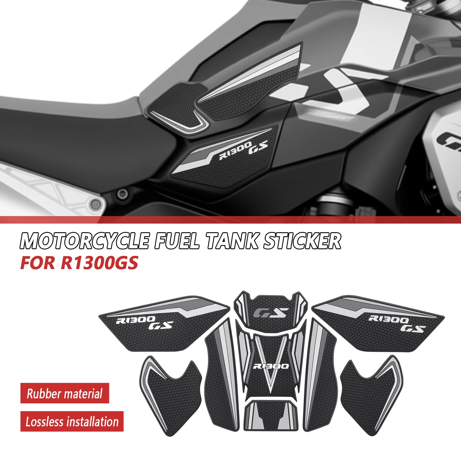 

For BMW R1300 GS R1300GS 2023 2024 Motorcycle fuel tank traction pads protective sticker kits non-slip side fuel tank stickers