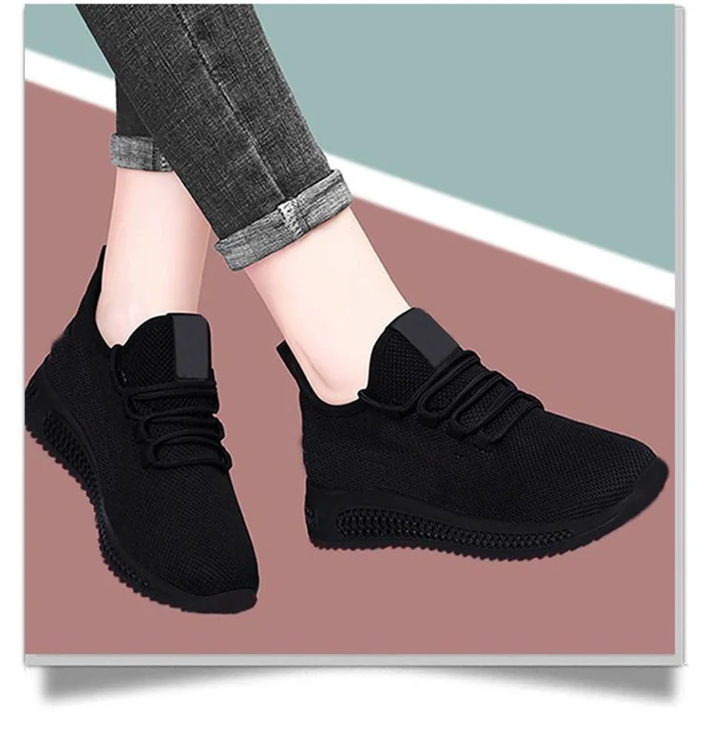 Spring/Summer Fashionable Solid Color Breathable Round Toe Sneakers Women's Casual and Comfortable Thick Sole Soft Sports Shoes image 4