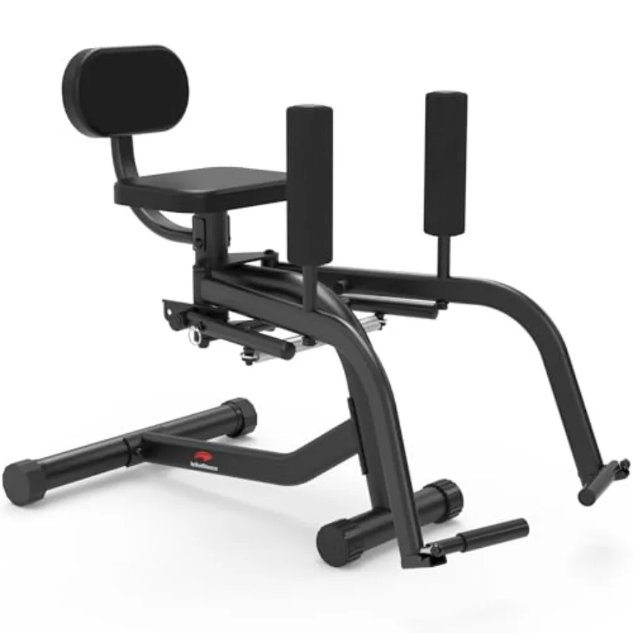 Home gym hip abductor and thigh exercise machine with thickened spring, adjustable 360-degree leg pads, black metal frame, comp