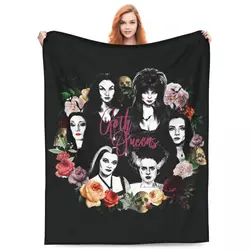 Elviras Mistress Of The Dark Movie Blanket Goth Queen Lily Morticia Picnic Flannel Throw Blanket Warm Chair Sofa Bed Bedspread
