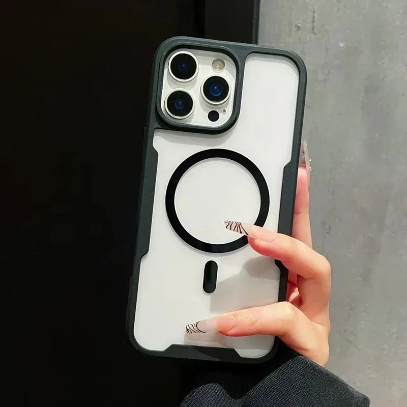 Luxuriöse Magnetische Magsafe-Klarsichthülle für iPhone 18 17 16 15 13 14 Pro Max, Drahtlose Ladefunktion, Schützende Transparente Rückabdeckung