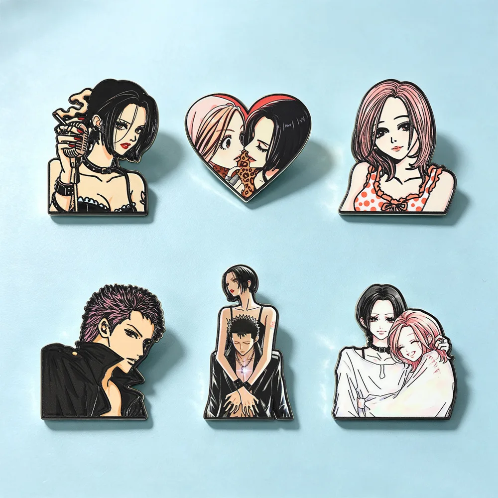 6Pcs/set Anime Nana Character Enamel Brooch Cute Comic Girls For Lapel Pins Badge on Backpack Clothing Accessories Jewelry Gifts image 5
