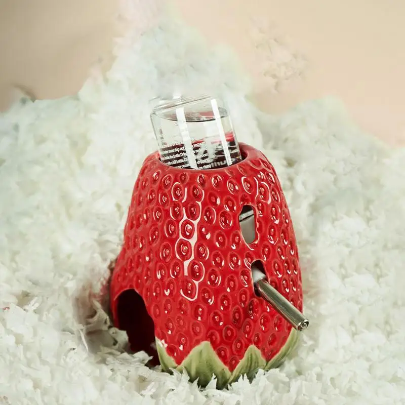 

Держатель для бутылки с водой для хомяка, клубничная керамическая миска для воды для хомяка, креативная клетка для маленьких домашних животных, аксессуары для кормления мышей