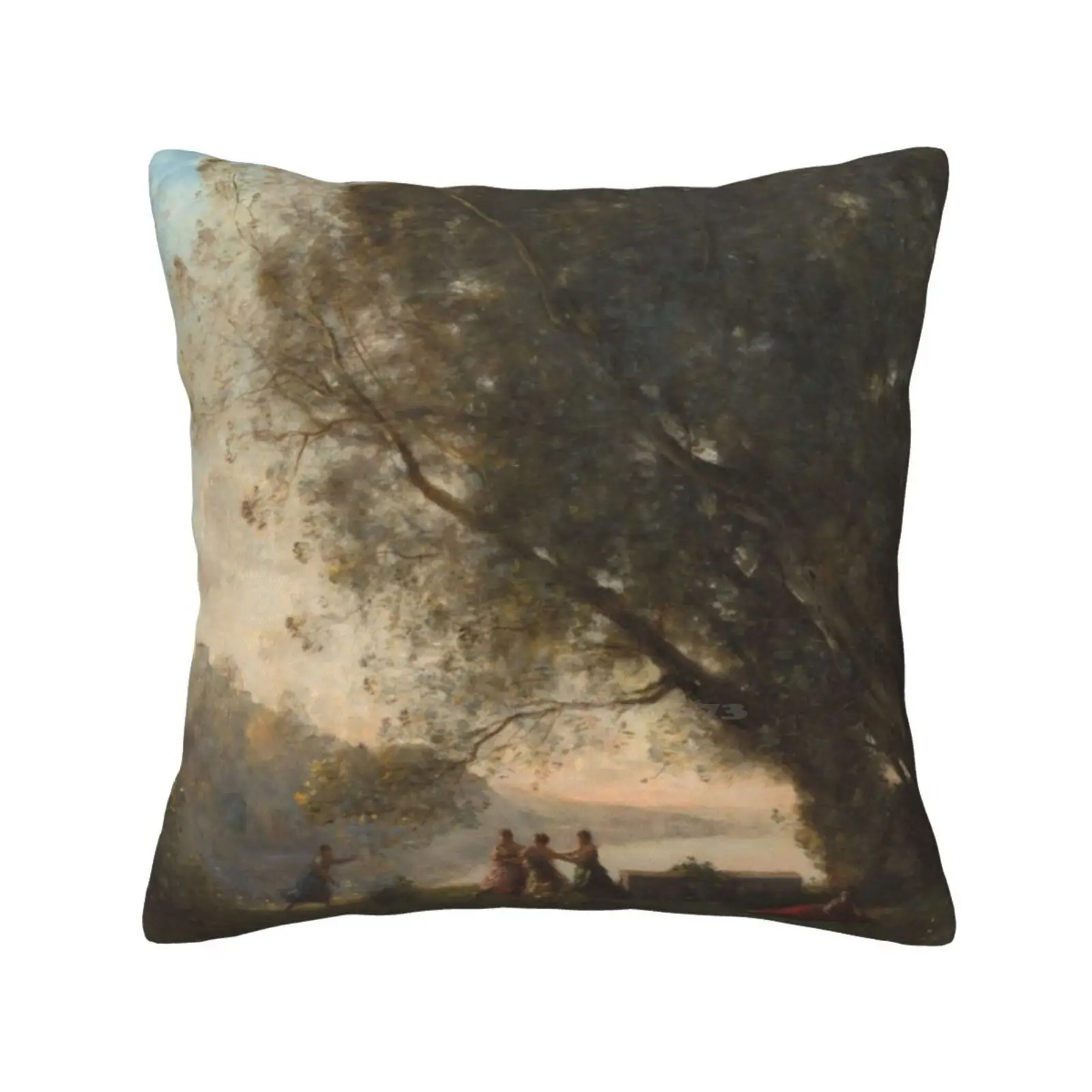 Dance Under The Trees At The Of The Lake-Jean-Baptiste-Camille Corot Home Sofa Car Cushion Cover Pillowcase Dance Under The