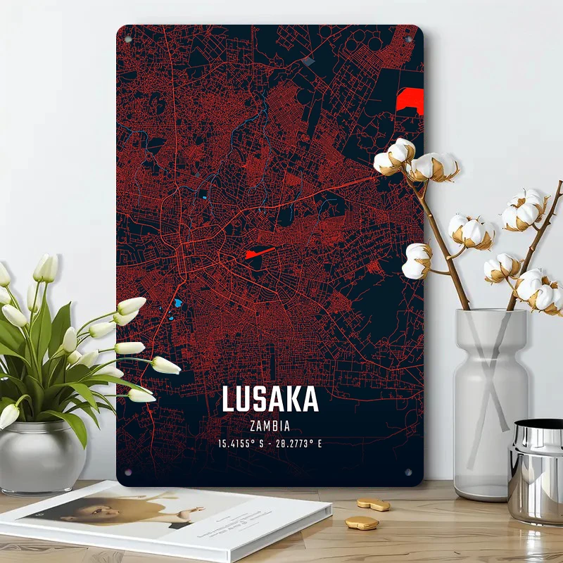 Lusaka Zambia stadskaart metal - Home Decor Zambia recensie en prijs