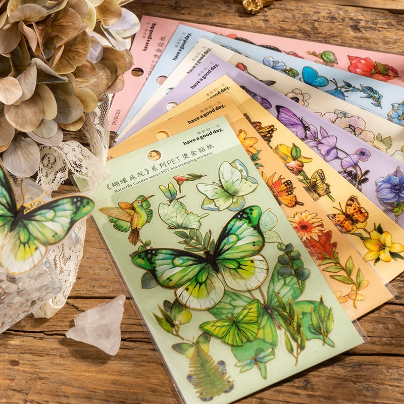 

20Packs Wholesale Sticker Butterfly Literary Flower Decorative Handmade Children Daisy Supplies Scrapbooking Base 175*105mm
