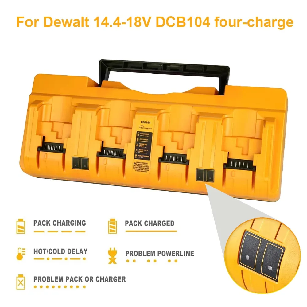 DCB104 Li-ion Battery Charger 4-Port 3A Current For dewalt 10.8V 12V 14.4V 18V 20V FlexVolt 20V 60V DCB127 DCB105 DCB118 DCB112