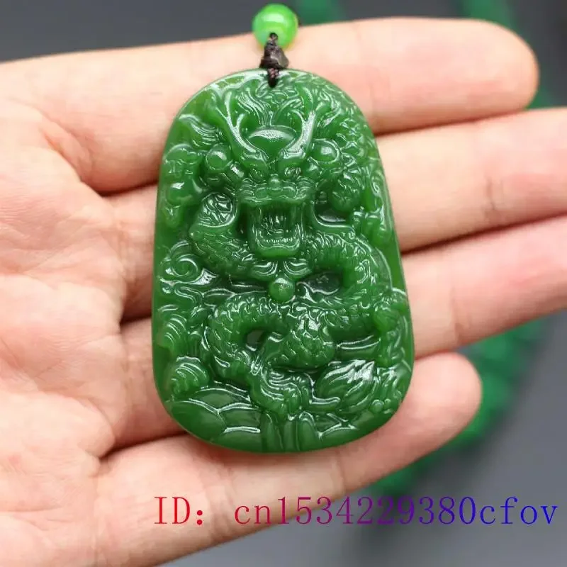 Collier pendentif dragon vert diversifié pour homme, amulette de mode en jadéite, breloque sculptée, bijoux naturels, cadeaux chinois