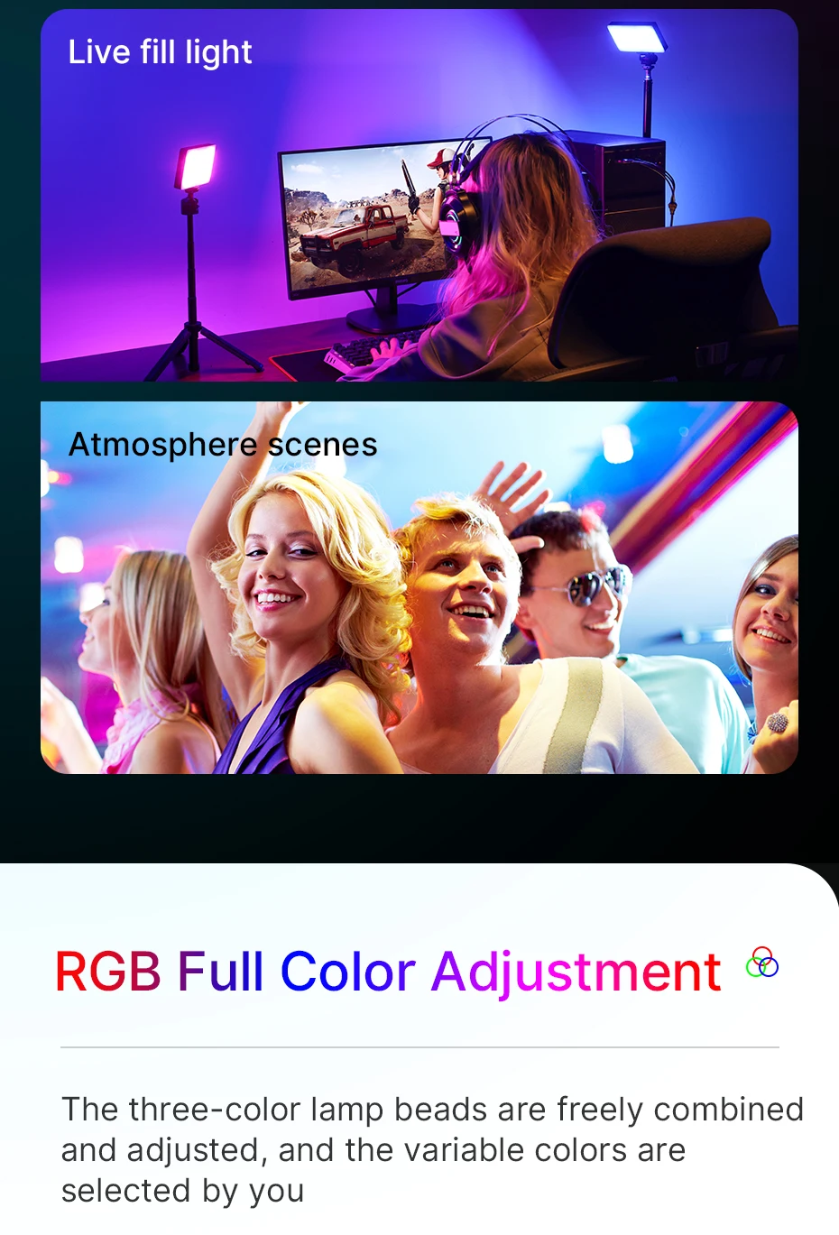 Ulanzi lt002 7 Zoll Tasche füllen Licht RGB Voll farbe LED Panel Licht Cri 95 Fotografie Kamera Licht kreative Szene – Detail 4