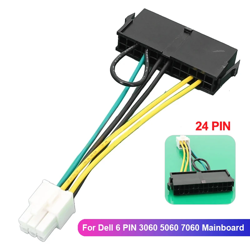 10cm ATX PSU Standard 24Pin Female To 6P Male Internal Power Adapter Converter Cable For Dell 6 PIN 3060 5060 7060 Mainboard