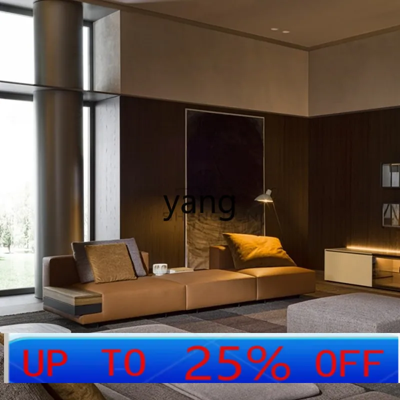 

yjq living room storage coffee table solid wood hotel exhibition hall three-person fabric sofa combination
