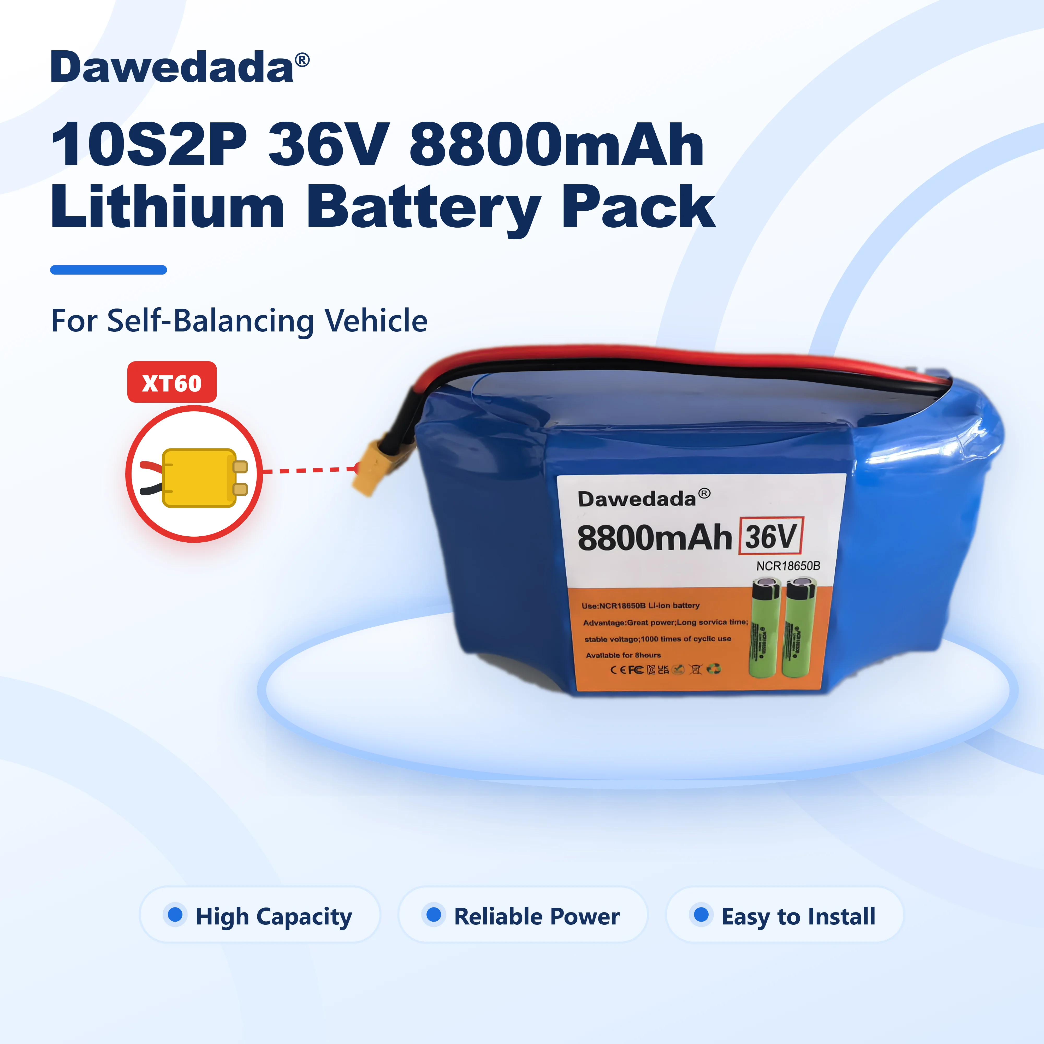 Pacco batteria agli ioni di litio 36V 8,8Ah 10S2P con BMS per hoverboard, scooter, monopattino elettrico, e-bike, ricambio ad alta capacità CE UN38.3