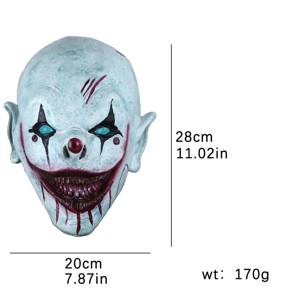 Horror The Clown in The Box Mask Cosplay Bloody Devil Killer Joker Latex Helmet Halloween Carnival Party Costume Props