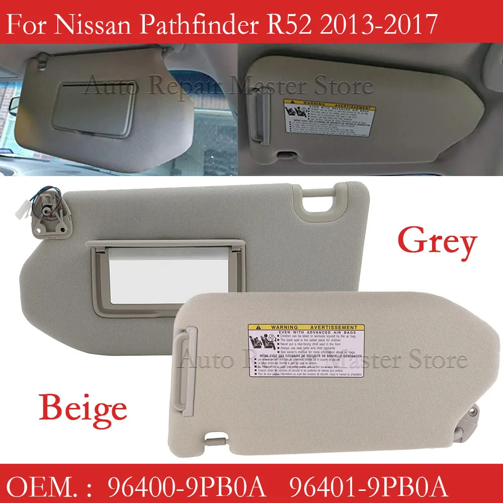 For Nissan Pathfinder R52 Left Right Driver Car Sun Visor Shade 2013-2017 Infiniti QX60 JX35 96401-9PB0A Sunvisor 96400-9PB0A