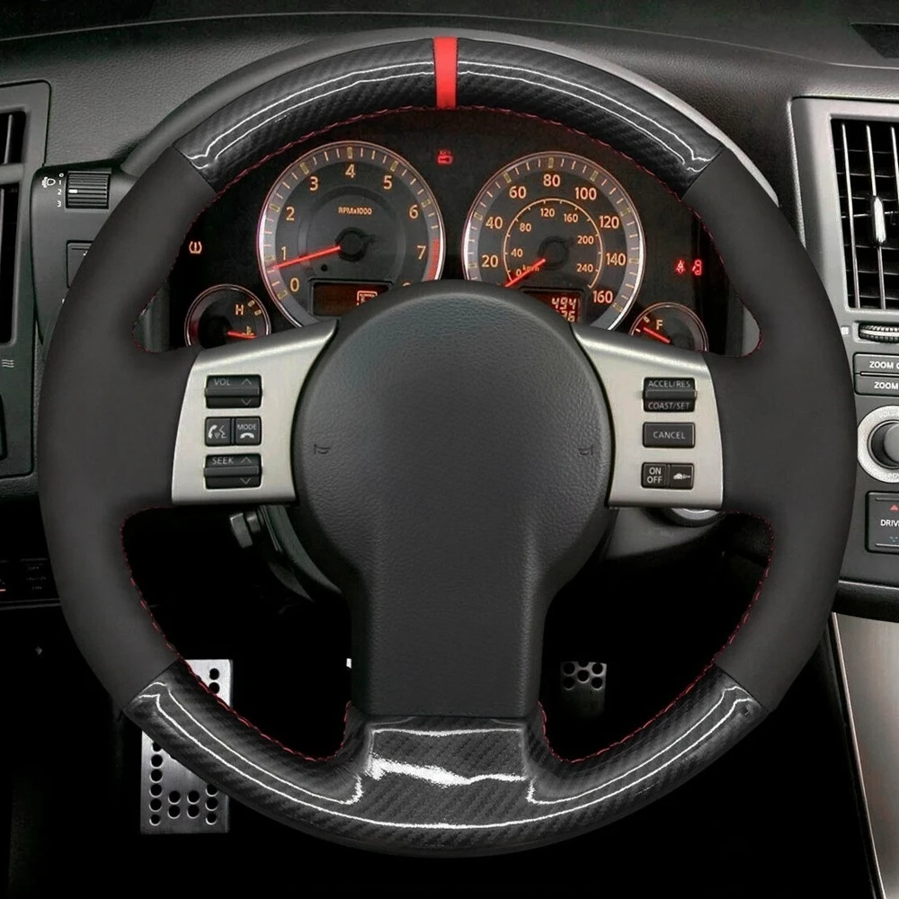 Car Steering Wheel Cover Black Carbon Fiber Suede For Infiniti FX FX35 FX45 2003-2008 Nissan 350Z 2003 - 2009 Car Accessories