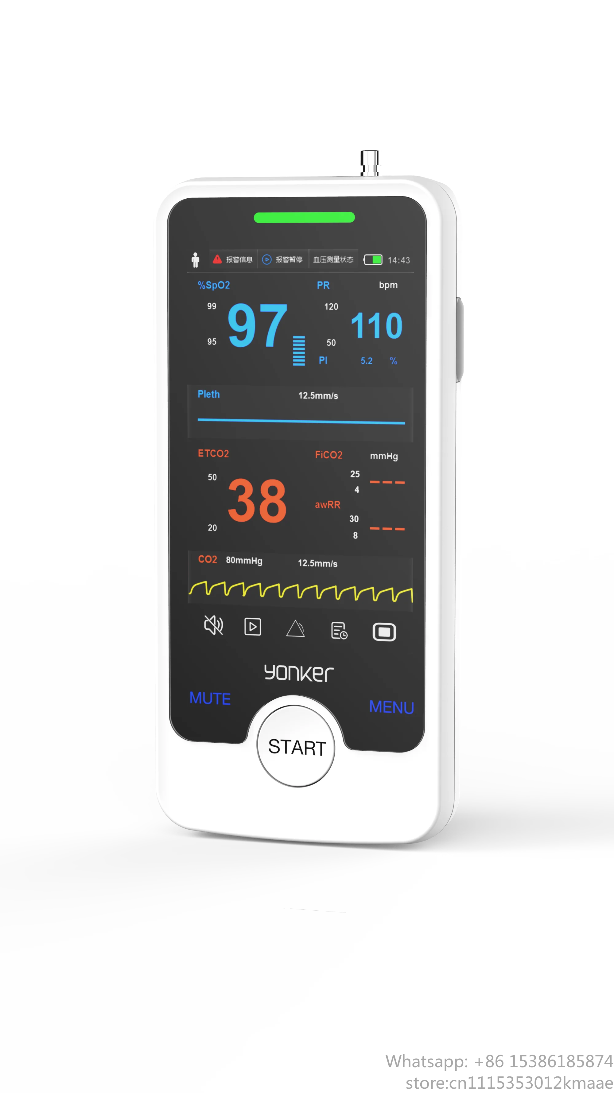 Vequyn Veterinary Pet Oximeter: Home Blood Oxygen Saturation, NIBP, and EtCO2 Life Monitoring Device