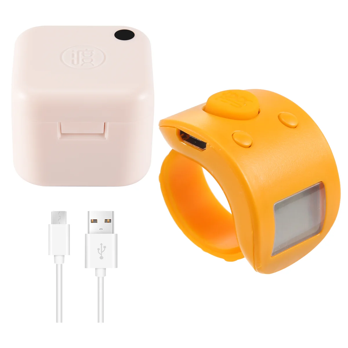 Mini Digital LCD Electronic Finger Ring Hand Tally Counter 6 Digit Rechargeable Counters Clicker-Yellow