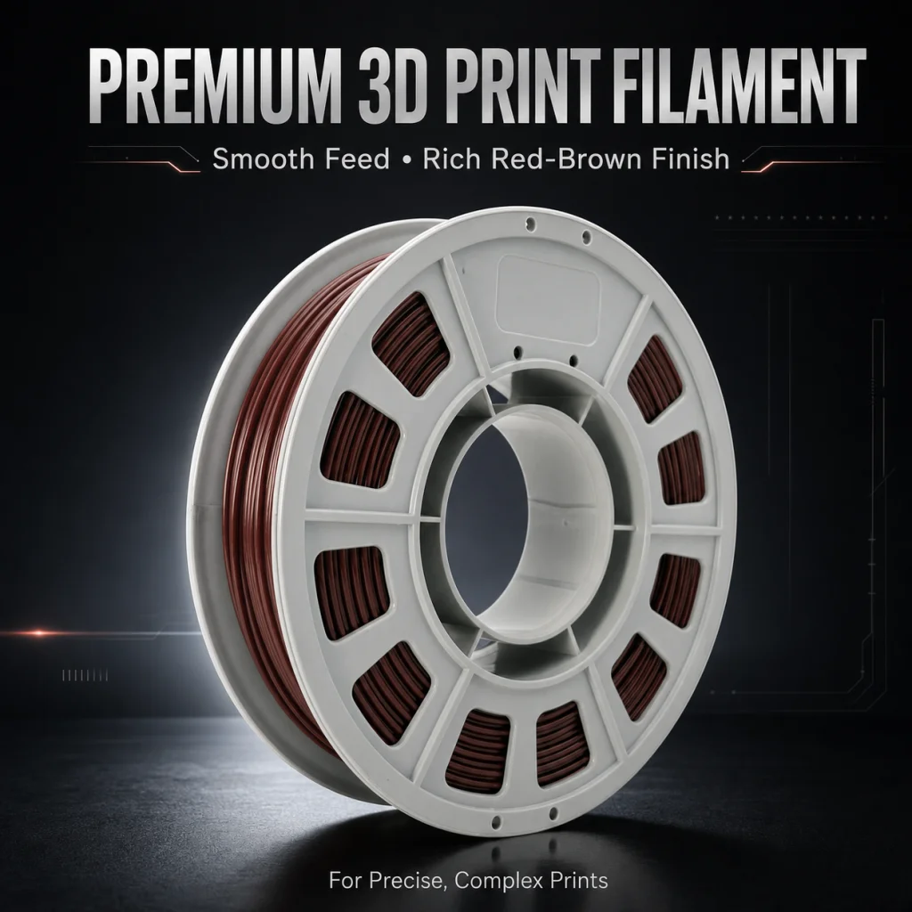 300g Reddish Brown PETG Filament 1.75mm, High Toughness & Durable 3D Printer Filament, Tangle-Free Smooth Extrusion Compact Spool for Functional Parts and DIY Models