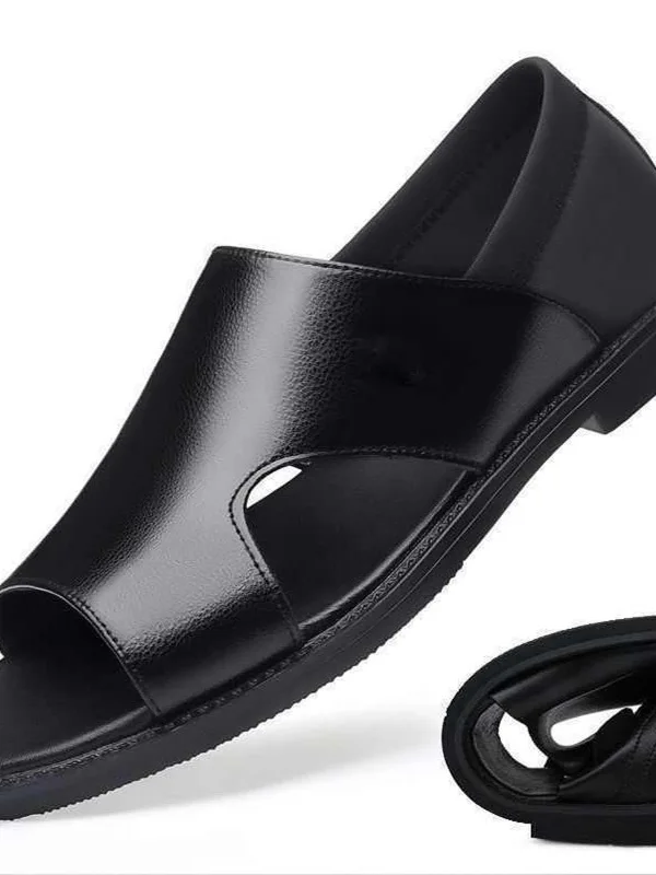 Leather Sandals Men's Summer New Sle Casual Soft Bot Anti-slip Beach oes Youth Trendy Roman Leather Sandals Men