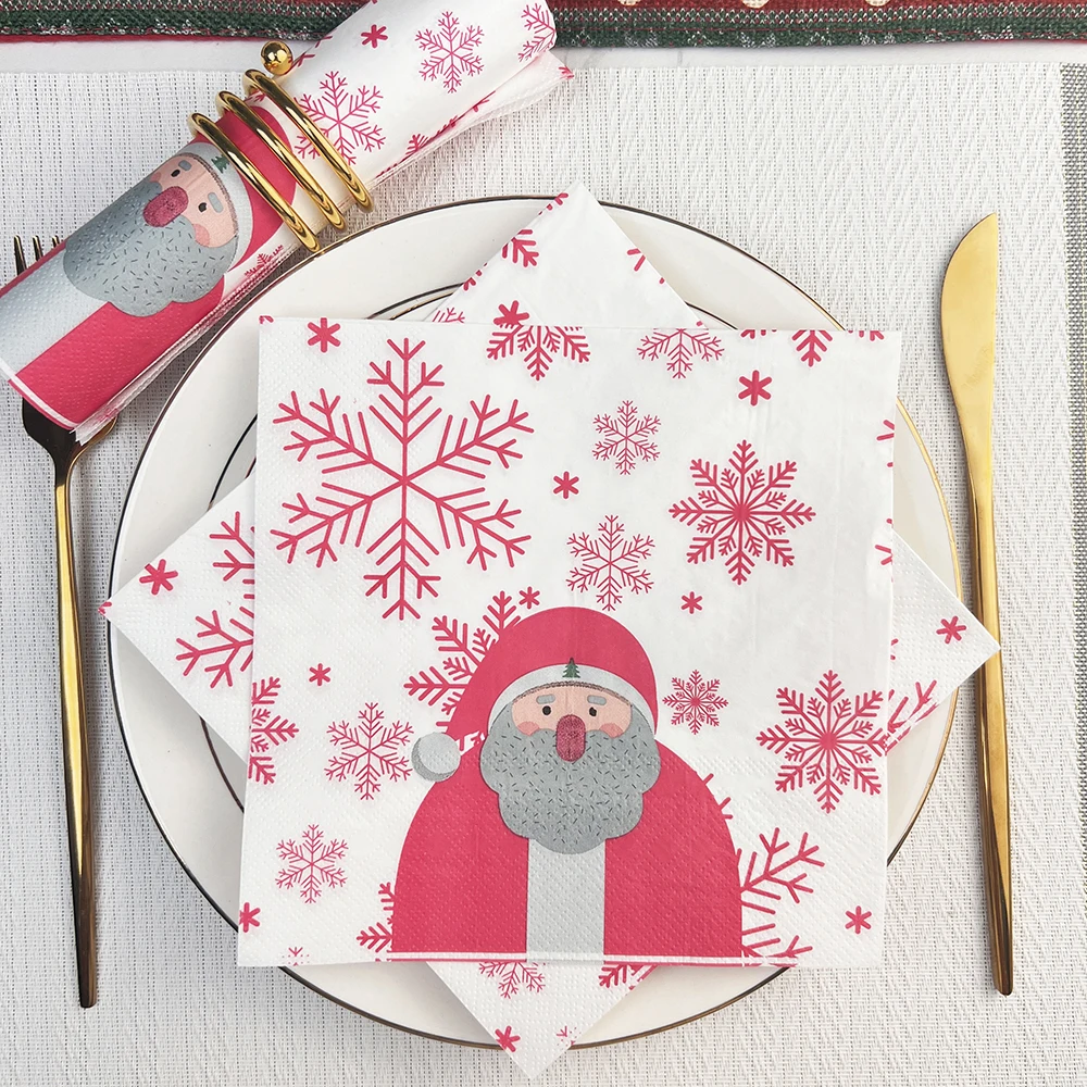 20pc Christmas Party Napkins simple Santa Claus Series of Dining Table Napkins Paper Safe Fragrant Free Soft Mouth Wiping Tissue