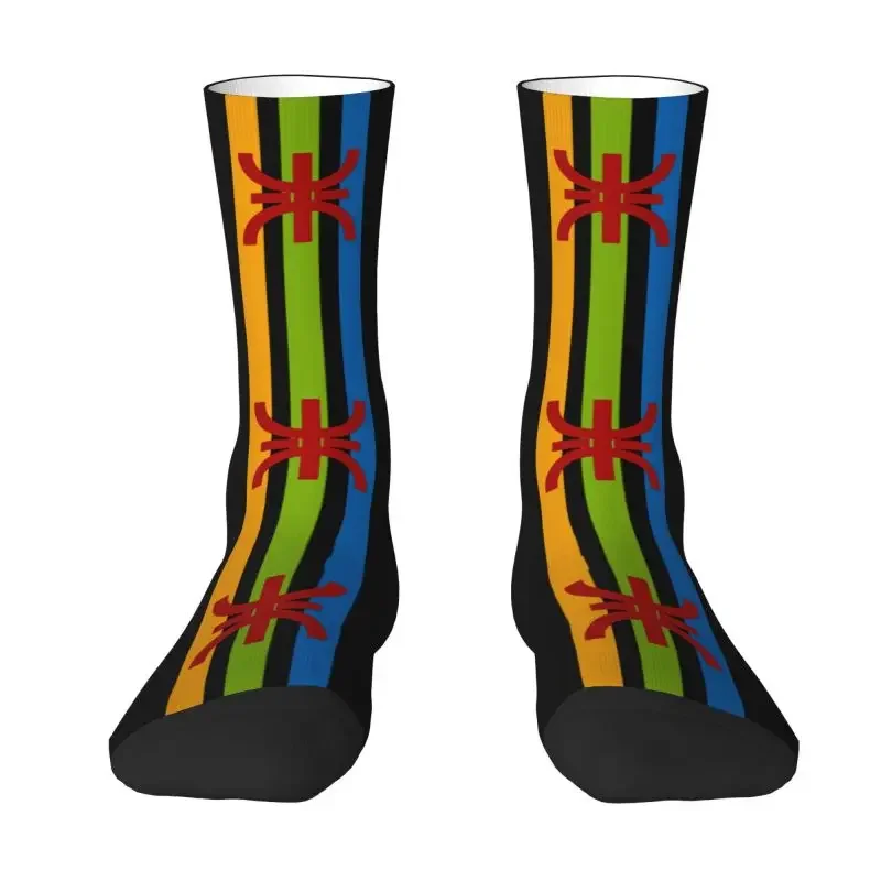 Amazigh Flag Stripe Men's Crazy Crew Socks Unisex Novelty Berber Tifinagh Proud Spring Summer Autumn Winter Dress Socks