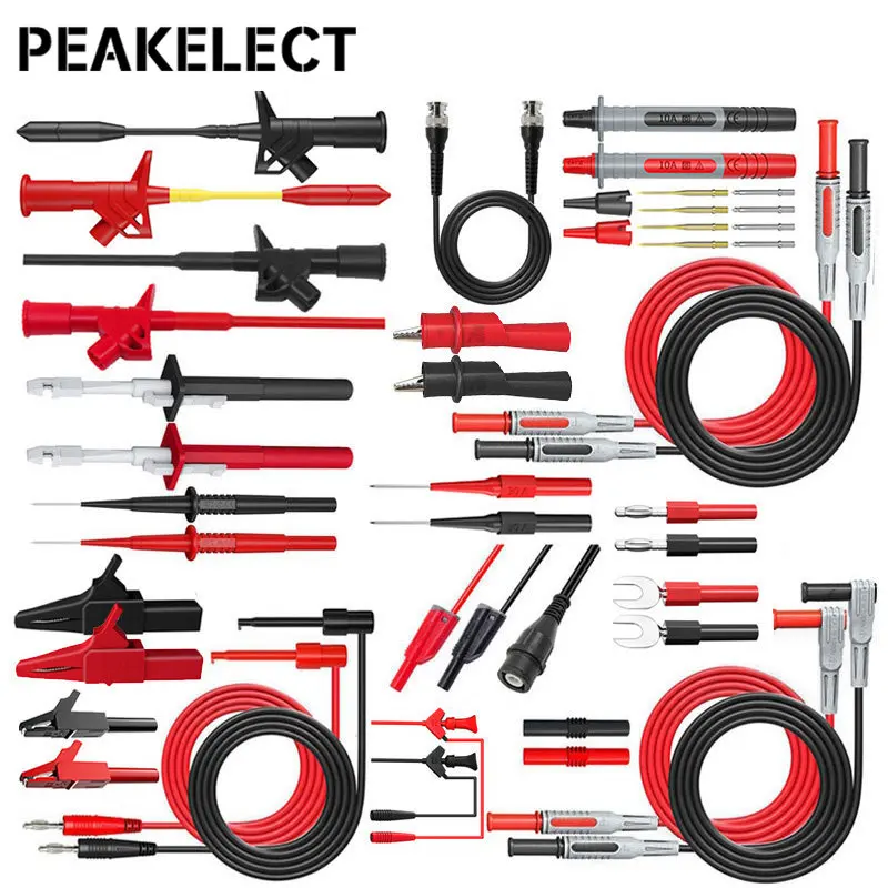 Peakelect P1600F 18 In 1 4mm Banana Plug Multimeter Test Leads Kit BNC Test Cable Automotive IC Test Hook Clip Set Repair Tool