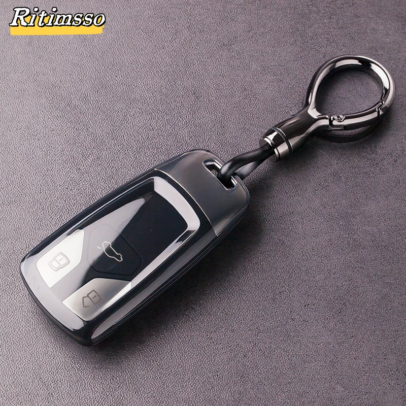 TPU Car Remote Key Case Cover Shell for Audi A4 B9 A5 A6 8S 8W Q5 Q7 4M S4 S5 S7 TT TTS TFSI RS Protector Fob Keyless Keychain